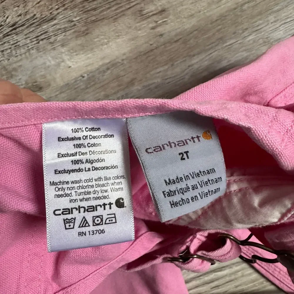 Carhartt Pink Canvas Overalls Heart Toddler Mini Fashion 90s Y2K Workwear 2T